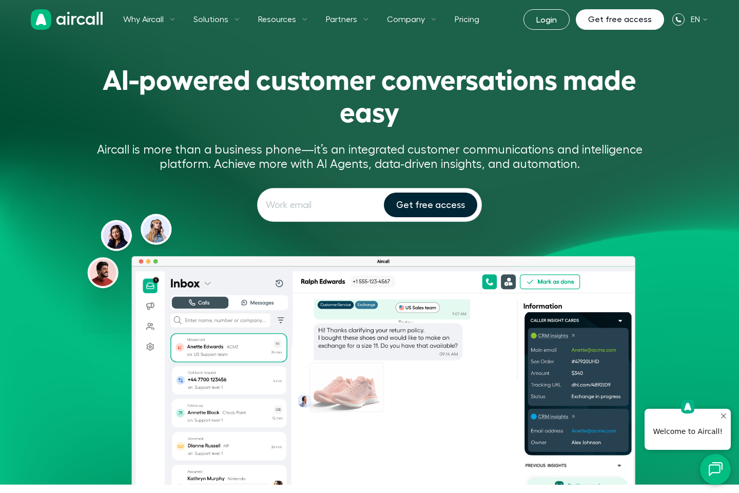 Aircall website preview