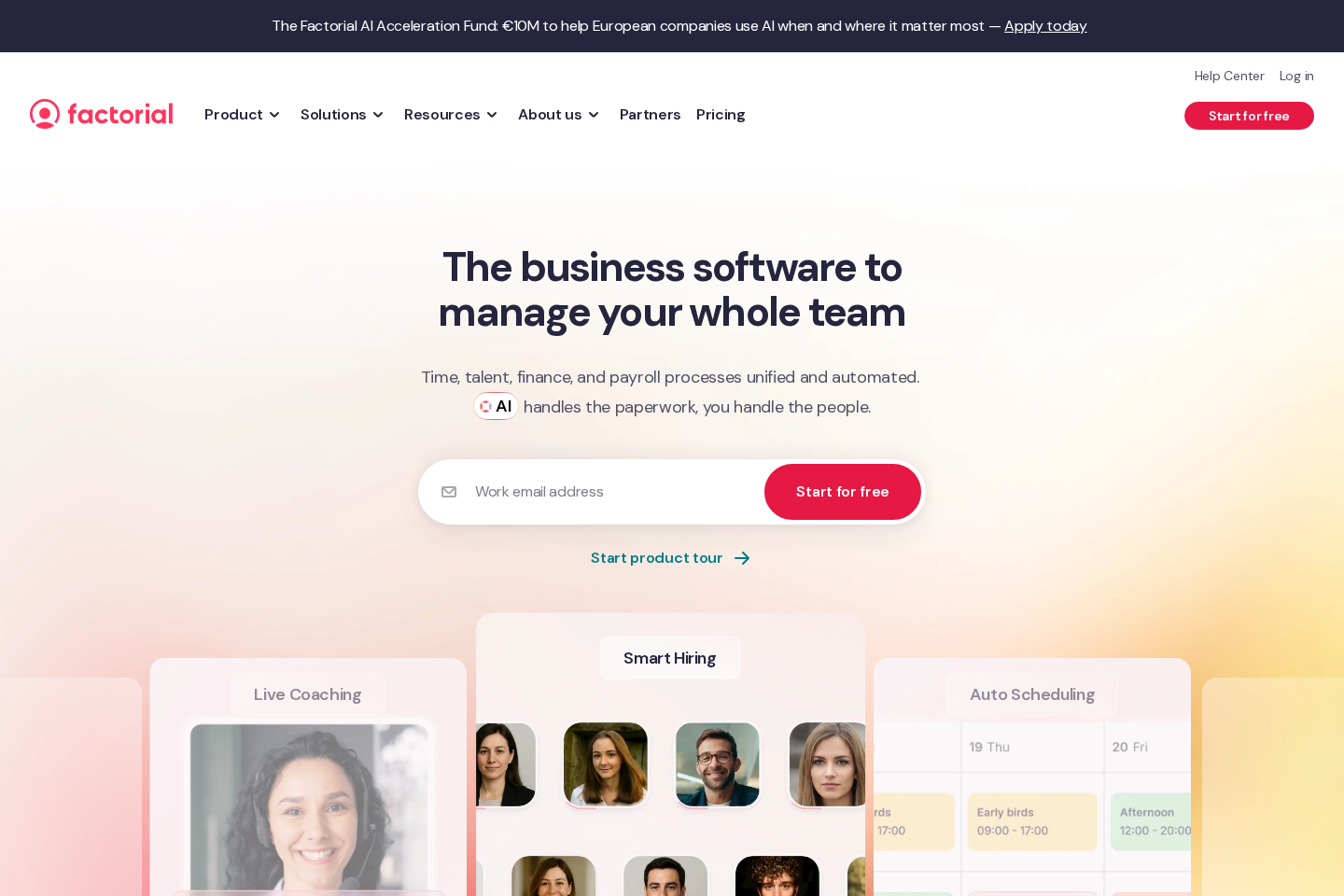 Factorial website preview